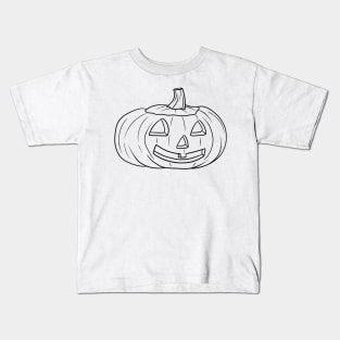 Halloween Jack O' Lantern Black Line Kids T-Shirt